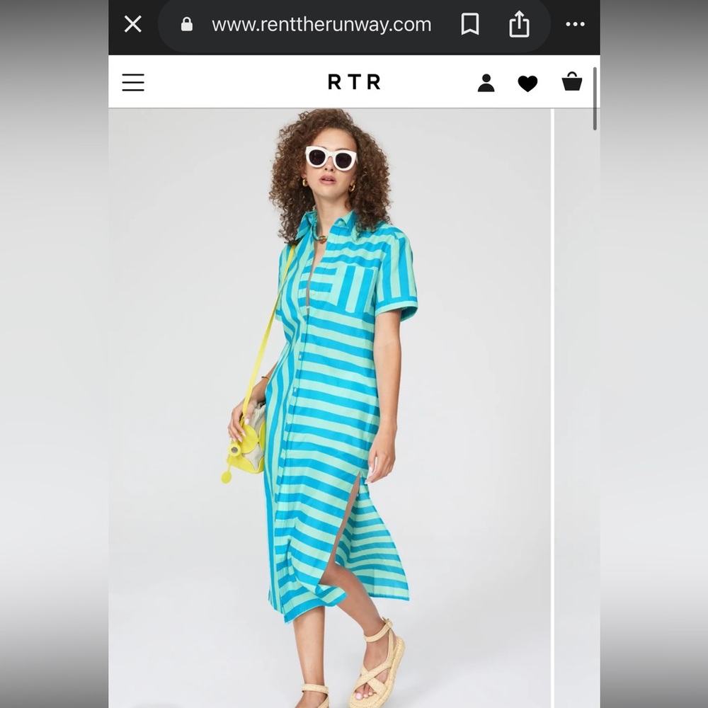 Solid and striped blue Oxford maxi Shirt Dress small